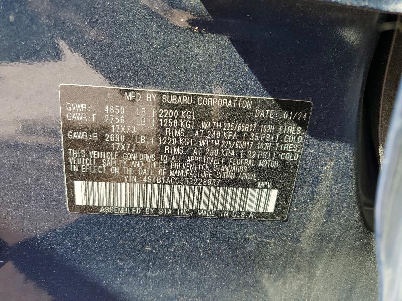 2024 Subaru Outback მანქანა იყიდება აუქციონზე, vin: 4S4BTACC5R3228837, აუქციონის ნომერი: 47659246