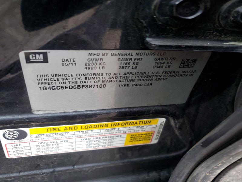 79708475 :رقم المزاد ، 1G4GC5ED6BF387180 vin ، 2011 Buick Lacrosse مزاد بيع