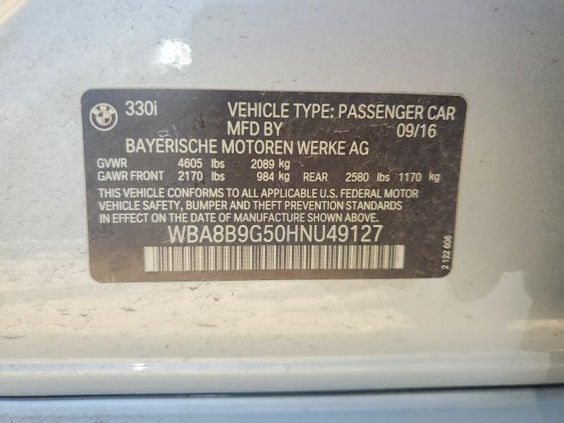 47480266 :رقم المزاد ، WBA8B9G50HNU49127 vin ، 2017 Bmw 330 مزاد بيع