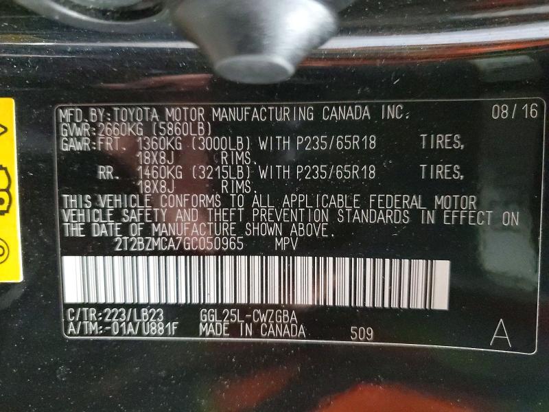 Aukcja sprzedaży 2016 Lexus Rx 350, vin: 2T2BZMCA7GC050965, numer aukcji: 46914006