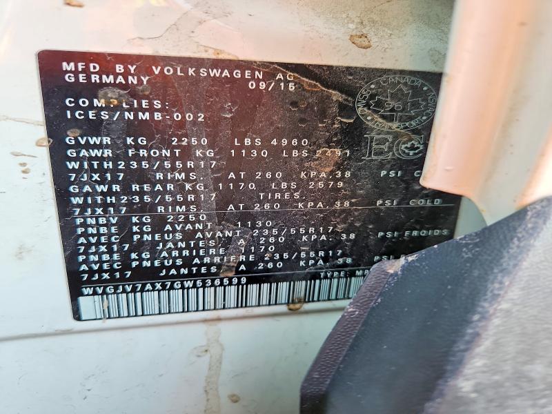 Aukcja sprzedaży 2016 Volkswagen Tiguan, vin: WVGJV7AX7GW536599, numer aukcji: 41699426