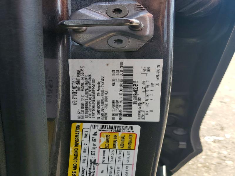 Aukcja sprzedaży 2019 Ford Fusion, vin: 3FA6P0T96KR253915, numer aukcji: 48229056