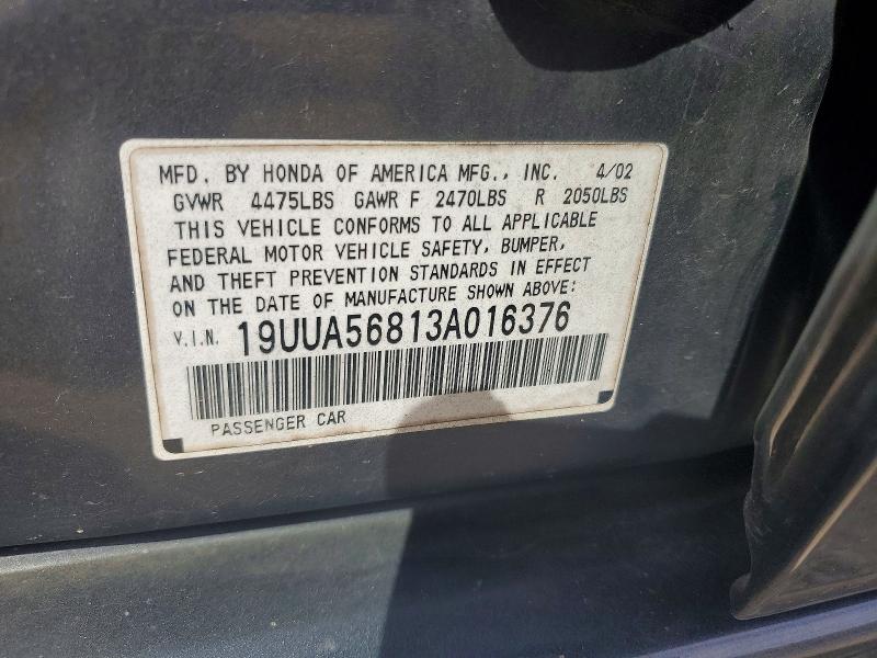 47024396 :رقم المزاد ، 19UUA56813A016376 vin ، 2003 Acura 3.2tl مزاد بيع