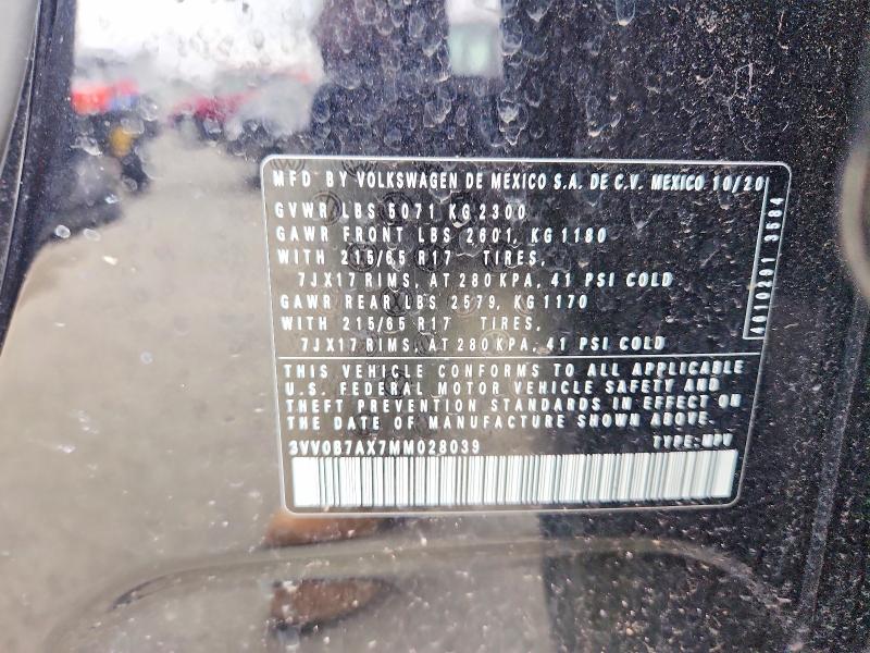 Aukcja sprzedaży 2021 Volkswagen Tiguan, vin: 3VV0B7AX7MM028039, numer aukcji: 46567576