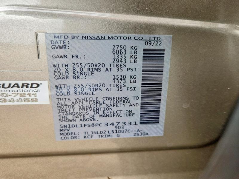 Aukcja sprzedaży 2023 Infiniti Qx60, vin: 5N1DL1FS8PC347331, numer aukcji: 48107016