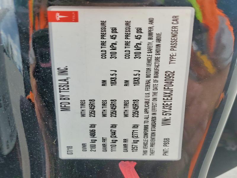 Aukcja sprzedaży 2018 Tesla Model 3, vin: 5YJ3E1EAXJF040952, numer aukcji: 47236646