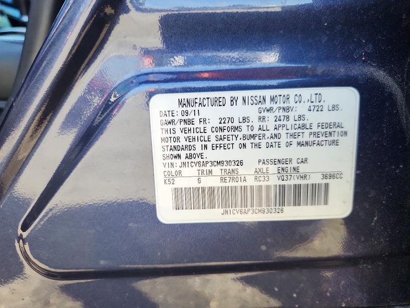 Aukcja sprzedaży 2012 Infiniti G37 Sedan, vin: JN1CV6AP3CM930326, numer aukcji: 47403796