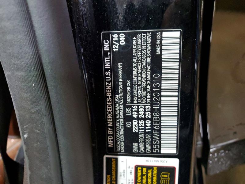 Aukcja sprzedaży 2017 Mercedes-benz C, vin: 55SWF6EB8HU201310, numer aukcji: 48042126