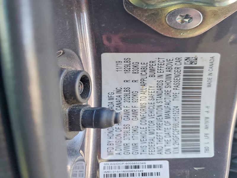 2020 Honda Civic მანქანა იყიდება აუქციონზე, vin: 2HGFC2F66LH515224, აუქციონის ნომერი: 46405486