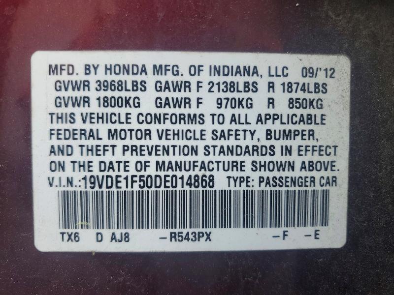 47479426 :رقم المزاد ، 19VDE1F50DE014868 vin ، 2013 Acura Ilx مزاد بيع