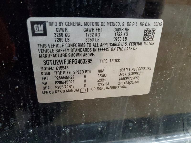 41812936 :رقم المزاد ، 3GTU2WEJ6FG463295 vin ، 2015 Gmc Sierra مزاد بيع