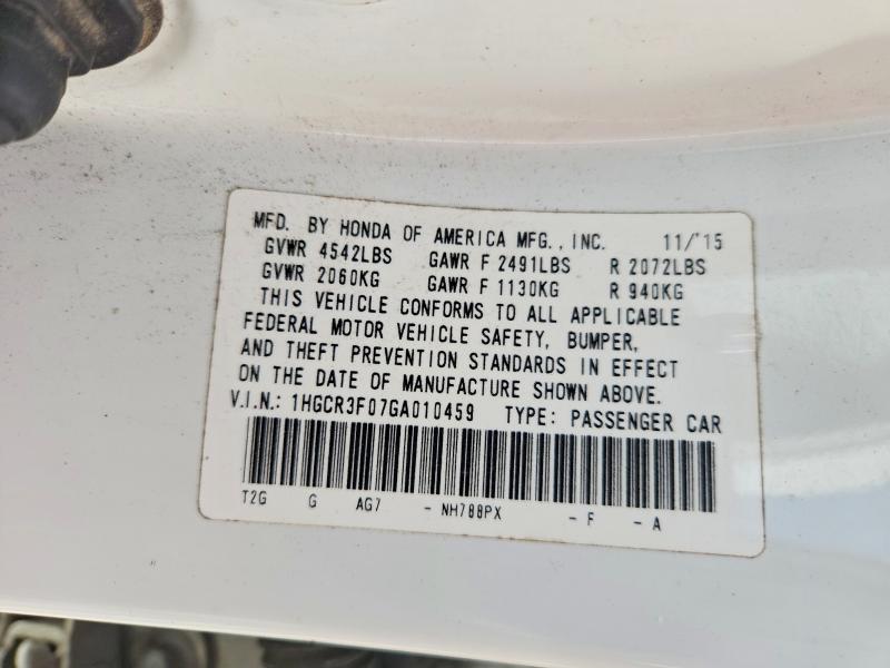 Продаж на аукціоні авто 2016 Honda Accord, vin: 1HGCR3F07GA010459, номер лоту: 79427725