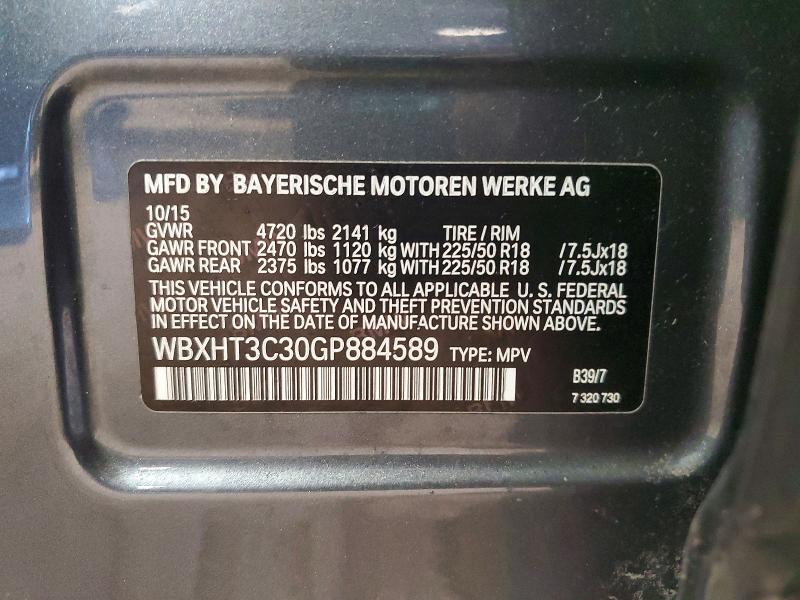 46643586 :رقم المزاد ، WBXHT3C30GP884589 vin ، 2016 Bmw X1 مزاد بيع