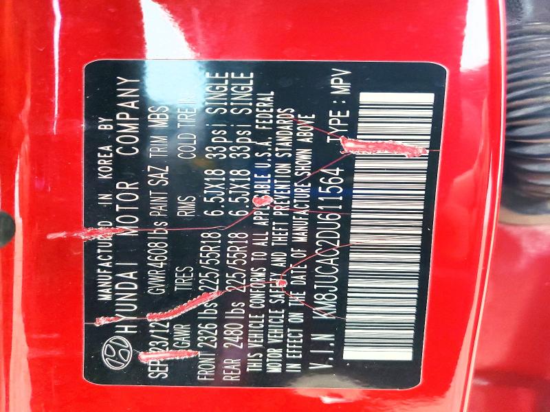 Aukcja sprzedaży 2013 Hyundai Tucson, vin: KM8JUCAC2DU611564, numer aukcji: 78437525