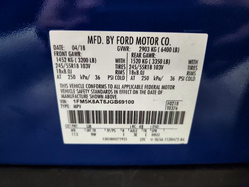 Aukcja sprzedaży 2018 Ford Explorer, vin: 1FM5K8AT8JGB69100, numer aukcji: 77758865