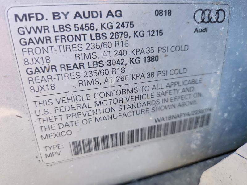 Aukcja sprzedaży 2018 Audi Q5, vin: WA1BNAFY4J2238074, numer aukcji: 46263106