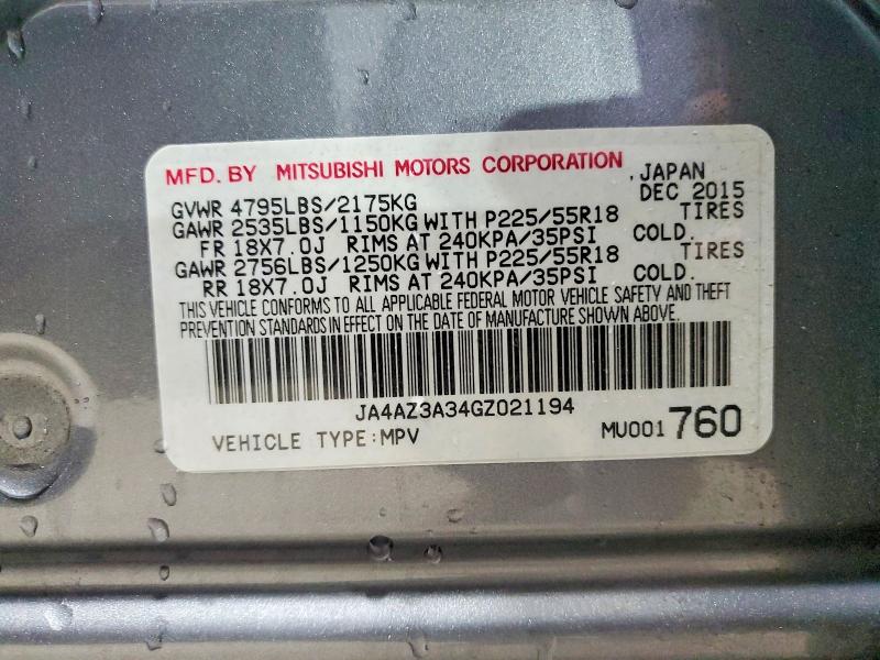 Продаж на аукціоні авто 2016 Mitsubishi Outlander, vin: JA4AZ3A34GZ021194, номер лоту: 46420766