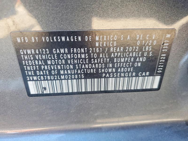 47659466 :رقم المزاد ، 3VWCB7BU2LM020815 vin ، 2020 Volkswagen Jetta مزاد بيع