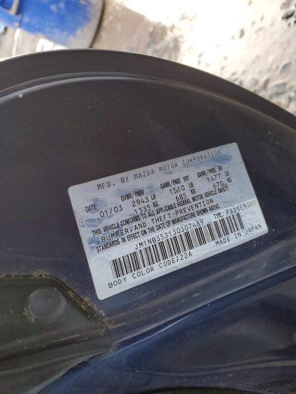46368236 :رقم المزاد ، JM1NB353130307489 vin ، 2003 Mazda Mx-5 Miata مزاد بيع