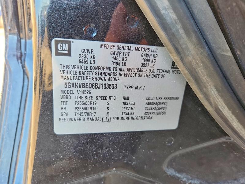 46940096 :رقم المزاد ، 5GAKVBED6BJ103553 vin ، 2011 Buick Enclave مزاد بيع