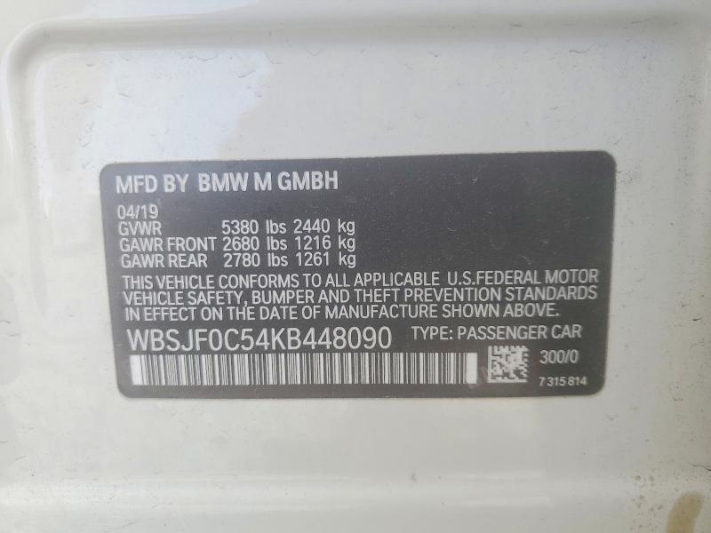 Продаж на аукціоні авто 2019 Bmw M5, vin: WBSJF0C54KB448090, номер лоту: 48107096