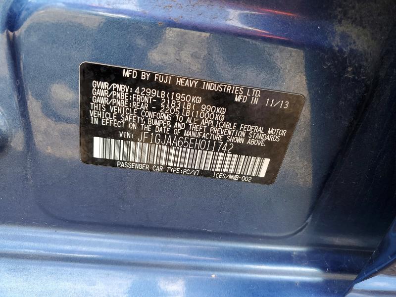 47584256 :رقم المزاد ، JF1GJAA65EH011742 vin ، 2014 Subaru Impreza مزاد بيع