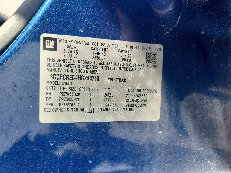 2017 Chevrolet Silverado მანქანა იყიდება აუქციონზე, vin: 3GCPCREC4HG244710, აუქციონის ნომერი: 47551346