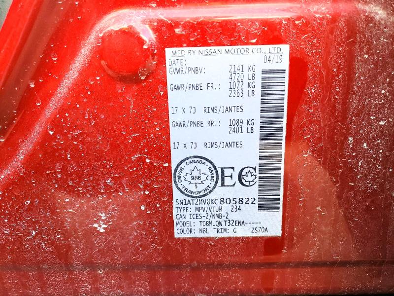 Aukcja sprzedaży 2019 Nissan Rogue, vin: 5N1AT2MV8KC805822, numer aukcji: 78965975