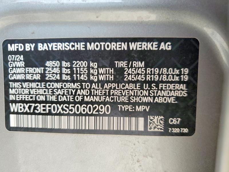 Aukcja sprzedaży 2025 Bmw X1, vin: WBX73EF0XS5060290, numer aukcji: 76375295