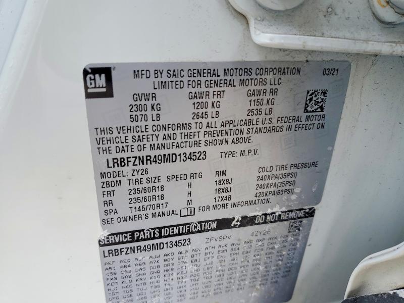 Aukcja sprzedaży 2021 Buick Envision, vin: LRBFZNR49MD134523, numer aukcji: 46045166