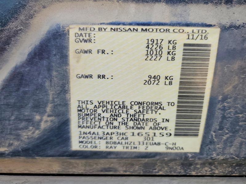 2017 Nissan Altima მანქანა იყიდება აუქციონზე, vin: 1N4AL3AP3HC165159, აუქციონის ნომერი: 47018466