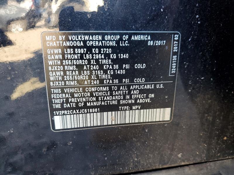 Продаж на аукціоні авто 2018 Volkswagen Atlas, vin: 1V2PR2CAXJC518961, номер лоту: 47206796