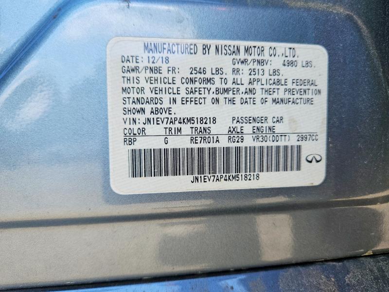 Продаж на аукціоні авто 2019 Infiniti Q50, vin: JN1EV7AP4KM518218, номер лоту: 47539366