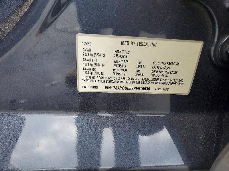 2023 Tesla Model Y მანქანა იყიდება აუქციონზე, vin: 7SAYGDEE9PF616630, აუქციონის ნომერი: 46263586