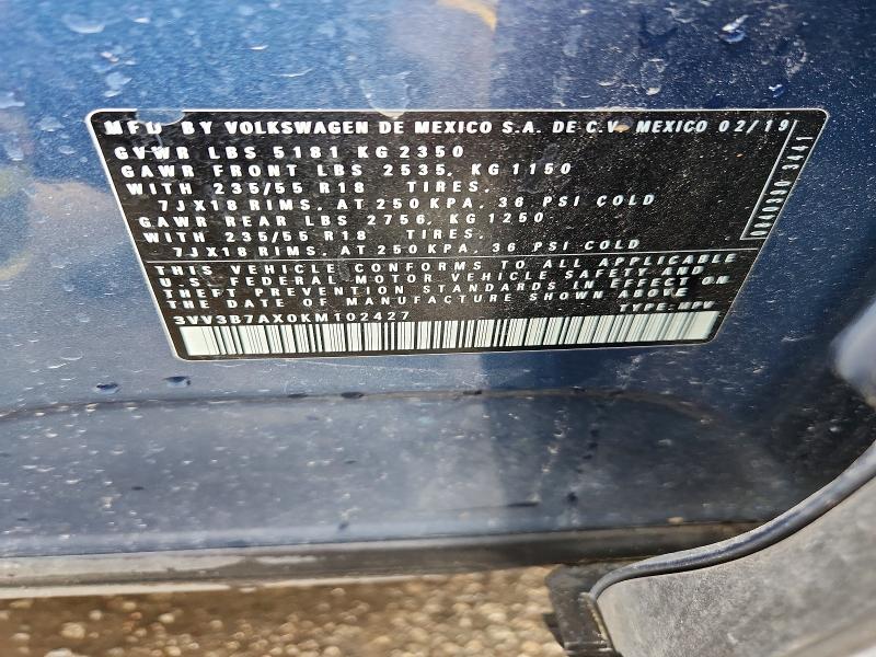Продажа на аукционе авто 2019 Volkswagen Tiguan, vin: 3VV3B7AX0KM102427, номер лота: 47993716