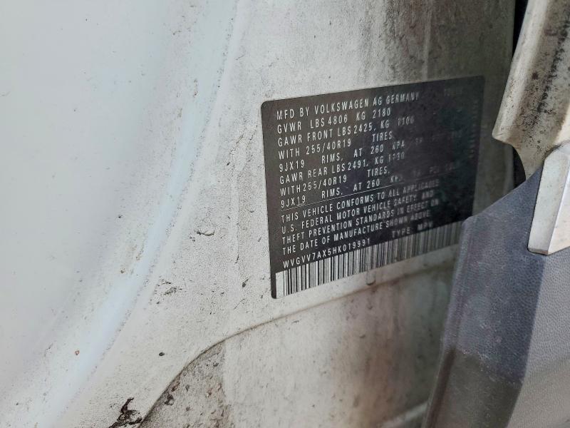 46488976 :رقم المزاد ، WVGVV7AX5HK019991 vin ، 2017 Volkswagen Tiguan مزاد بيع