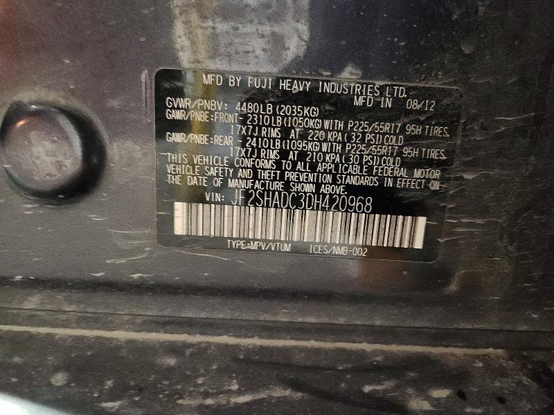 2013 Subaru Forester მანქანა იყიდება აუქციონზე, vin: JF2SHADC3DH420968, აუქციონის ნომერი: 79818145