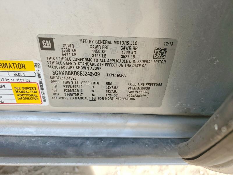 47937216 :رقم المزاد ، 5GAKRBKD8EJ243939 vin ، 2014 Buick Enclave مزاد بيع