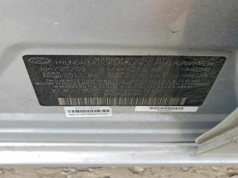 46632826 :رقم المزاد ، 5NPET46C39H563260 vin ، 2009 Hyundai Sonata مزاد بيع