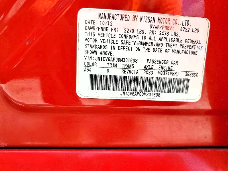 Aukcja sprzedaży 2013 Infiniti G37 Sedan, vin: JN1CV6AP0DM301608, numer aukcji: 45703026