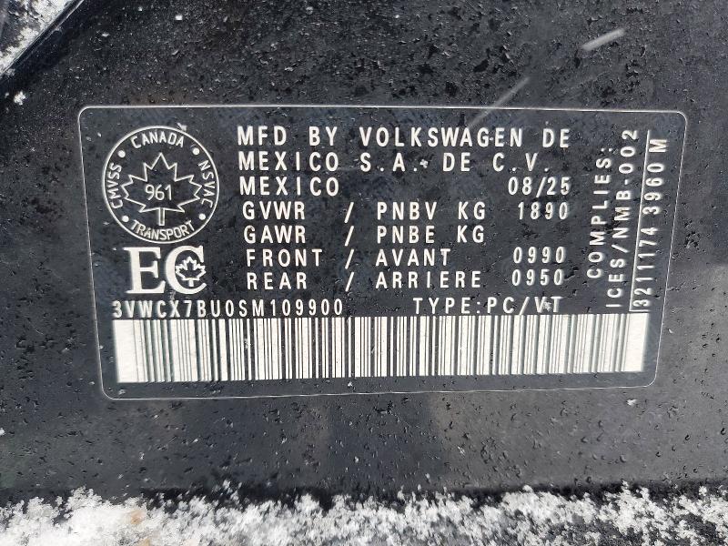 45579916 :رقم المزاد ، 3VWCX7BU0SM109900 vin ، 2025 Volkswagen Jetta مزاد بيع
