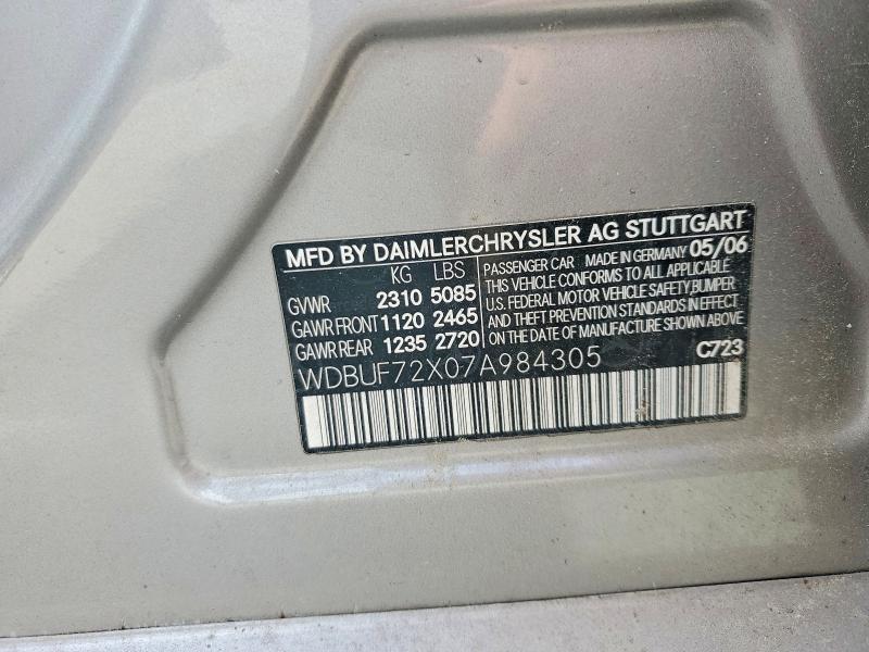 2007 Mercedes-benz E მანქანა იყიდება აუქციონზე, vin: WDBUF72X07A984305, აუქციონის ნომერი: 41755116