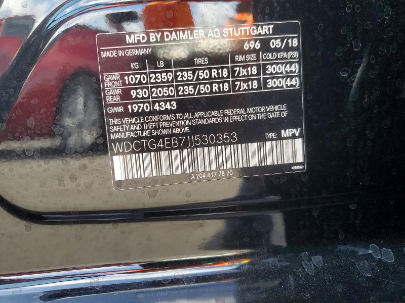 Aukcja sprzedaży 2018 Mercedes-benz Gla, vin: WDCTG4EB7JJ530353, numer aukcji: 51914876