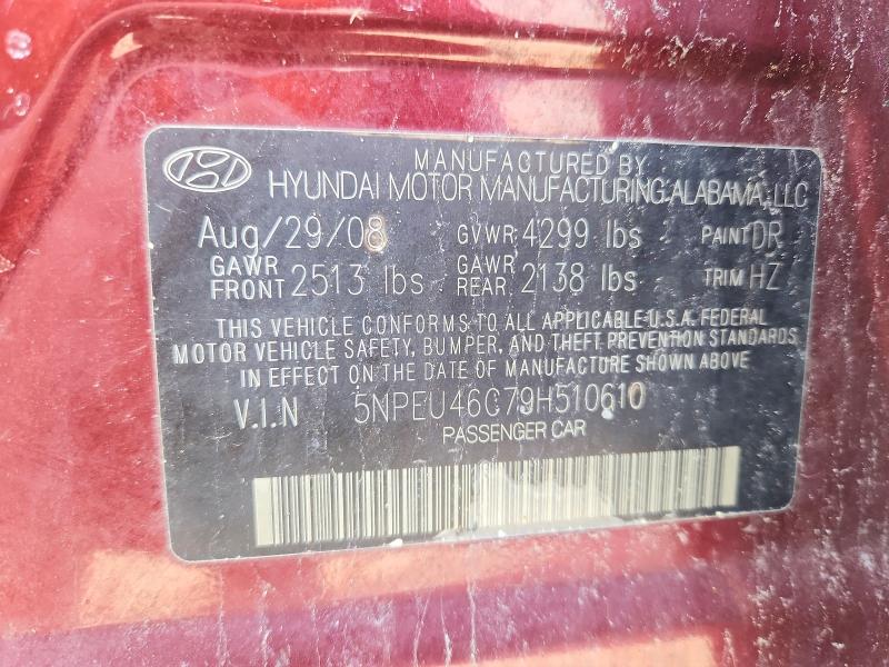 46364846 :رقم المزاد ، 5NPEU46C79H510610 vin ، 2009 Hyundai Sonata مزاد بيع