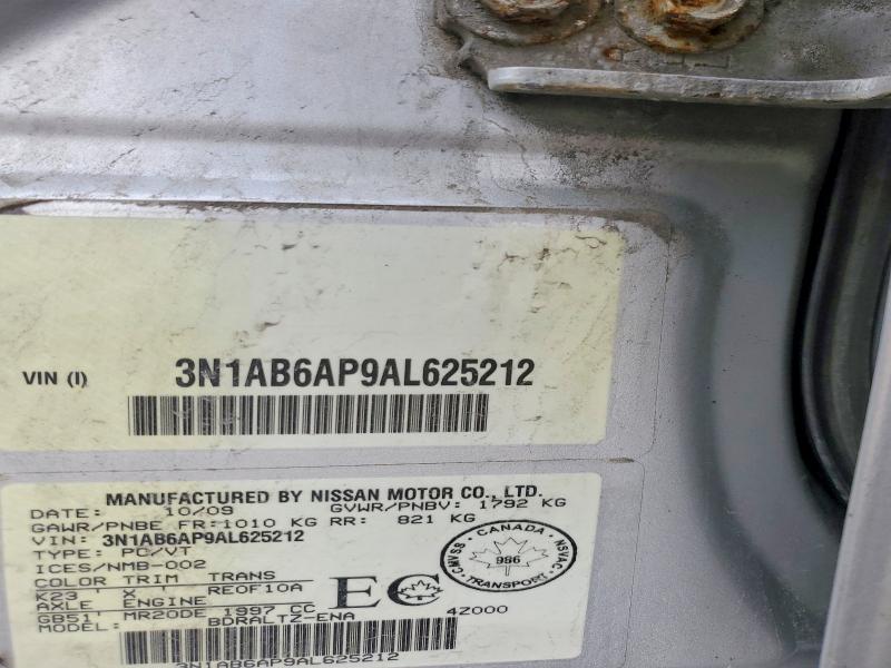 Aukcja sprzedaży 2010 Nissan Sentra, vin: 3N1AB6AP9AL625212, numer aukcji: 46888966