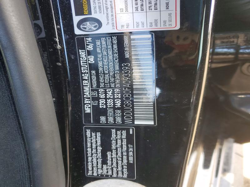 47406286 :رقم المزاد ، WDDUG8CB0FA093393 vin ، 2015 Mercedes-benz S مزاد بيع