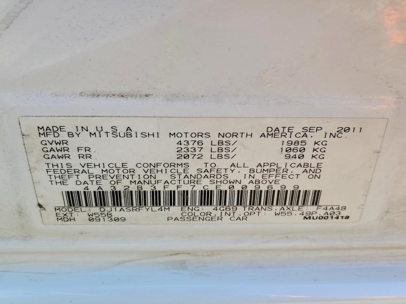 Продаж на аукціоні авто 2012 Mitsubishi Galant, vin: 4A32B3FF7CE009699, номер лоту: 46403266
