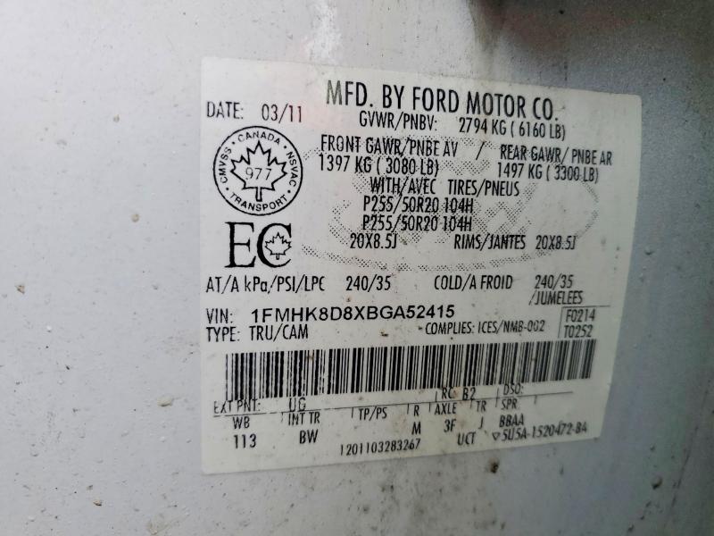 Продажа на аукционе авто 2011 Ford Explorer, vin: 1FMHK8D8XBGA52415, номер лота: 79430985