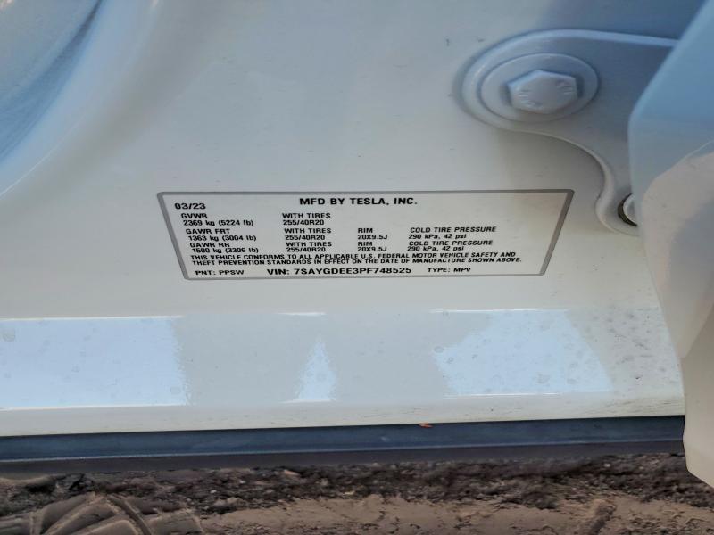Продажа на аукционе авто 2023 Tesla Model Y, vin: 7SAYGDEE3PF748525, номер лота: 47372016