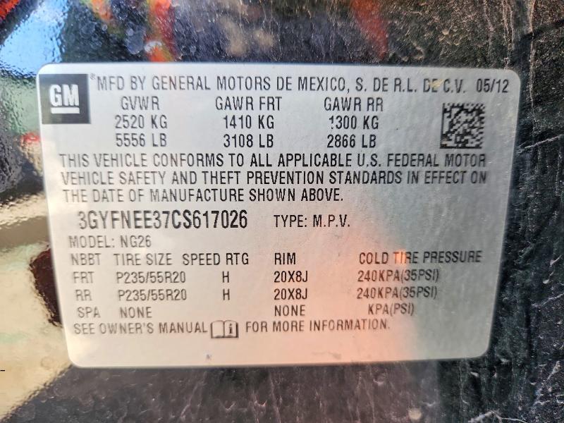 2012 Cadillac Srx მანქანა იყიდება აუქციონზე, vin: 3GYFNEE37CS617026, აუქციონის ნომერი: 46501276